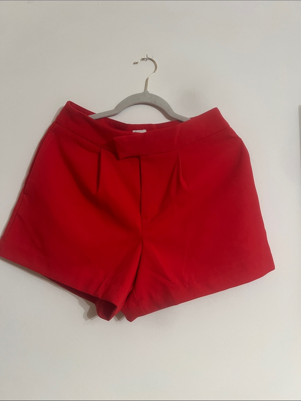 High-Rise Red Women's Dress Shorts